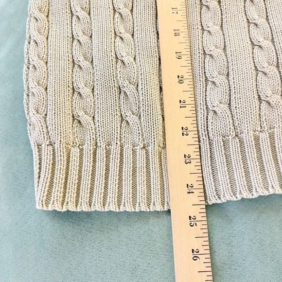VTG‎ Eddie Bauer Cotton Sweater Fisherman Beige Cable Knit Men's L Classic TSITP - Picture 9 of 10